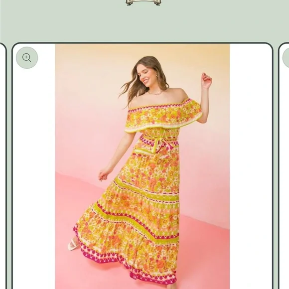 NWT! Flying Tomato Juno Floral Garden Off the Shoulder Maxi Dress Size Medium - Picture 4 of 13